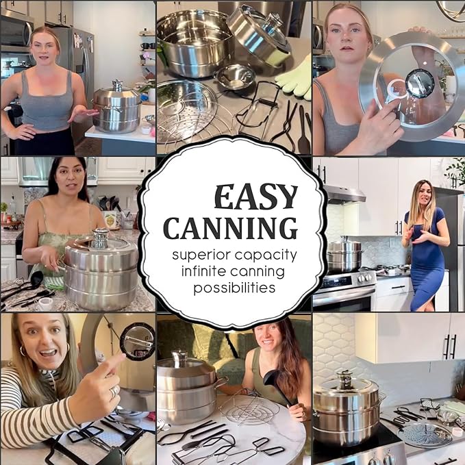 Canning Pot-Canning supplies starter kit, Stainless Steel Canning Tool Kit, Water bath canner with rack for canning