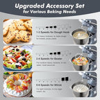 Aucma Stand Mixer, 900W 8QT Large Kitchen Mixer, Kitchen Electric Mixers with Dough Hook, Wire Whip & Beater (Gray, 8QT)