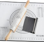 Koville African Natural Marble Rolling Pin, Non-Stick Polished Dough Roller, Pasta, Dumpling, Fondant, Pie Crust, Bread, Pizza Dough, Kitchen Baking Pastry Tools with Mat/Scraper(Grigio Fantasy)