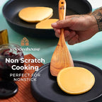 8 Pcs Teak Wooden Utensil Set with Holder, Spoon Rest & 6 Hooks - Durable Wooden Spoons for Cooking with Comfort Grip - Effortless Clean, Non-Stick Friendly