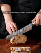 Serrated Bread Knife for Homemade Bread- 8 inches VG-10 Core, SGS Certified Ultra and Long-lasting Sharp Damascus Steel, Efficient Slicing Sourdough Crusty Bread Cutter