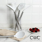 COOK WITH COLOR Silicone Cooking Utensils, Kitchen Utensil Set, Easy to Clean Silicone Kitchen Utensils, Cooking Utensils for Nonstick Cookware, Kitchen Gadgets Set, 5 Pieces, Speckled White