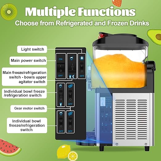 Commercial Slushie Machine, Slushy Machine for Home, 24L Slushie Maker Frozen Drink Maker, No Ice Need, Kitchen Appliances, Slush Cocktail Margarita, Smoothie Machine, Party Bar Amusement Park