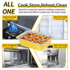 40 Pack 3 LB Aluminum Pans with Lids Heavy Duty (8.7"×6.6"×2.5") Foil Food Containers with Lids, 50oz Disposable Tin Foil Pans with Lids for Baking, Meal Prep, Freezer, Heating and Takeout