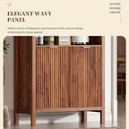71" Tall Arched Kitchen Pantry,Modern Fluted Wood Storage Cabinet with Doors,Adjustable Shelves,Organizer, Versatile Cupboard for Kitchen,Living Room,Dining Room,Bathroom,Walnut