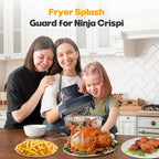 2 PCS Silicon Splatter Shield for Ninja Crispi Air Fryer Heat-Resistant Splash Guard,for Ninja Crispi Accessories,Crisp Containers,Crispy Replacement Parts Protects Kitchen from Oil Black&Grey