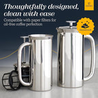 ESPRO P7 Polished French Press Stainless Steel 304 – Patented Double Walled Micro-Filter Insulated French Press Coffee Maker, Grit-Free Brew - Heat Resistant BPA Free (18oz)