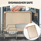 Vinino Baking Sheet Set of 3, Cookie Sheets For Baking with Square Texture Pattern, Thicker Carbon Steel Non-stick Baking Pan Half/Quarter/Jelly Roll Pans Tray for Oven