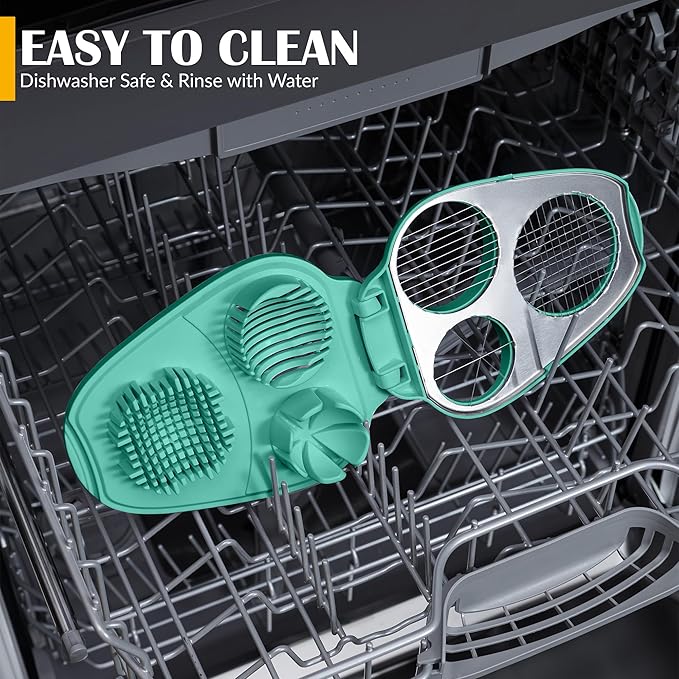 CraftyCrocodile Egg Slicer for Hard Boiled Eggs - 3 Slice Modes Egg Cutter, Heavy Duty, Stainless Steel Dicer - Kitchen Chopper Tool for Strawberry, Mushroom, Grape, Cherry Tomato - Mint Green