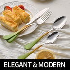 20-Pieces Color Silverware Sets for 4,Green and Orange Handle Stainless Steel Cutlery Set, Include Forks Spoons and Knives Set, Dishwasher Safe Utensil Sets for Home Restaurant