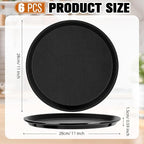 Zopeal 6 Pieces Black Round Restaurant Serving Tray, Plastic Non Slip Surface Food Meals Server Tray with Raised Edges for Home, Kitchen, Restaurant, Cafeteria, Bar (11")