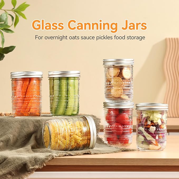 Mason Jars 16 Oz with Lids 6 Packs, Wide Mouth Mason Jars, Glass Canning Jars with Airtight Lids for Pickling, Fermenting, Storing, Canning, Home Decor, Salad Jam and DIY Crafts