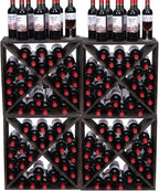 Wine Rack Cabinet countertop Wooden Stackable Storage Retro Cube freestanding Floor Wine Bottle Holder Stand(96BottleBlack)