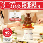 3 Tier Mini Chocolate Fountain Machine, Easy to Use & Clean, Great for Parties, Events & Weddings, 22 Oz Capacity, White