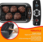 Indoor Smokeless Grill, Techwood 1500W Electric BBQ Grill with Temperature Control, Korean Grill Removable Grill & Griddle Plates, Tempered Glass Lid