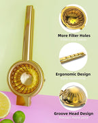 Lemon Squeezer Stainless Steel - Heavy Duty Solid Metal Squeezer Bowl - Large Manual Citrus Press Juicer and Lime Squeezer - 2 in 1 hand Juicer - Store Juice -No Splashing-Gold