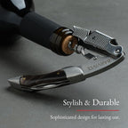 Barvivo Wine Opener with Foil Cutter and Cap Remover - Double Hinged Corkscrew for Bartenders - Stainless Steel Wine Key for Easy Bottle Opening - Manual Wine Bottle Opener - Ebony Wood, 4.7x1.2-Inch