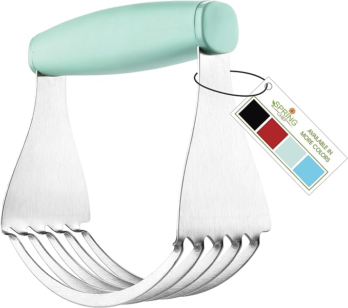 Spring Chef XL Dough Blender For Baking, Heavy Duty Manual Dough Mixer, Stainless Steel Pastry Cutter with Sharp Blades, Pastry Blender for Easy Mixing, Dishwasher Safe - Mint