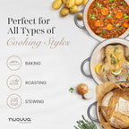 Nuovva Enamelled Cast Iron Dutch Oven Pot with Lid – 6.4 Quart Non Stick Casserole Pot – Heavy Duty & Oven Safe up to 500° F for Bread Baking, Braising, Stews, Roasting – 28cm Grey