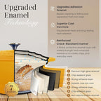 Nuovva Enamelled Cast Iron Dutch Oven Pot with Lid 6.4 Quart Non Stick Casserole Pot – Heavy Duty & Oven Safe up to 500° F for Bread Baking, Braising, Stews, Roasting – 28cm Yellow