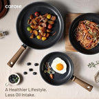 CAROTE Non Stick Frying Pans, 9.5" Nonstick Skillet Titanium Frying Pan Chef's Pan, Titanium Lightweight, Stay-cool Handle, Compatible with All Stoves, Black