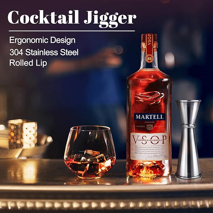 2 Pcs Jigger for Bartending, Premium 304 Stainless Steel Jigger 2 oz 1 oz, Professional Heavy-Duty Double Jigger, Cocktail Jigger, Cocktail Measuring Cup