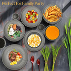 Wheat straw plates and bowls sets of 16 - Unbreakable wheat straw dinnerware sets for party - Alternative plastic dinnerware set for camping,party and R.V. Grey