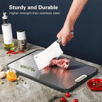 Titanium Cutting Board,Double Sided Steel Cutting Boards for kitchen,Stainless Steel/Wheat straw pp Board for meat,non toxic Chopping,15 * 10 Inch,Dishwasher Safe