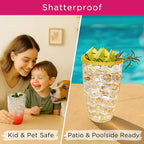 Kate Aspen Clear Hammered Acrylic Cups - Plastic Drinking Glasses Set of 8, 23 oz, Plastic Tumblers Dishwasher Safe, Shatterproof Cups Reusable for Water, Lemonade, Cocktails