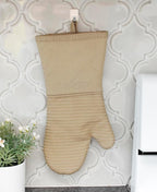 All-Clad Silicone Oven Mitts: Heat Resistant up to 500 Degrees - 100% Cotton & Silicone, 14"x7" Oven Mitt for Kitchen and Barbeque, 2-Pack, Cappuccino