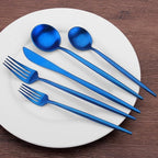 SHARECOOK Matte Blue Silverware, 20-Piece Stainless Steel Satin Finish Flatware Service for 4, Kitchen Utensil Set, Tableware Cutlery for Home and Restaurant