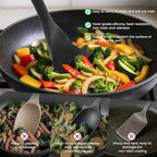 HANSGO Silicone Cooking Utensils Set - 446°F Heat Resistant Kitchen Utensils Set, 10PCS Kitchen Gadgets with Hanging Hole for Nonstick Cookware, Dishwasher Safe, Black