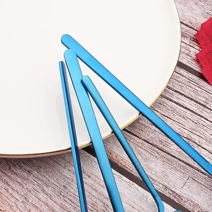 JASHII Flatware Set 32-piece Silverware Set Matte Finished Cutlery Set Service for 8 Include Knife/Fork/Spoon/Coffee spoon Dishwasher Safe (Blue)