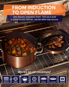 Nuwave Healthy G11-Pots and Pans Set Non Stick, 9H Near-Diamond Hardness Scratch-Resistant, Works on All Stovetops, PFAS Free, with Frying Pans, Saucepans & Glass Lids, Stay-Cool Handles, Copper