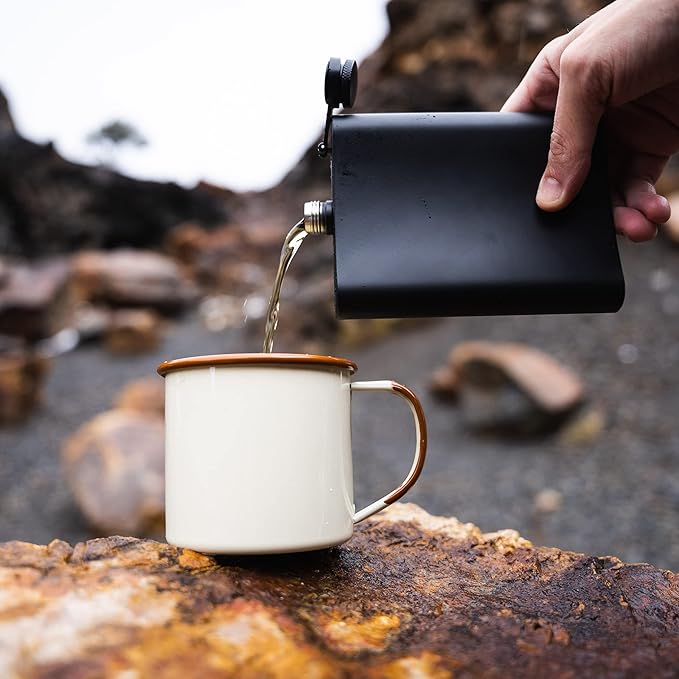 Hip Flask for Liquor for Men and for Women - Stainless Steel Flask - Drinking Flask for Whiskey Alcohol includes flask funnel (Leakproof, Rustproof, 8 ounce, All Black)