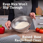 PriorityChef Premium Stainless Steel Colander for Kitchen, Durable Rice and Pasta Strainer with Handle, Rust-Resistant & Dishwasher Safe, 3/4/5 Qt