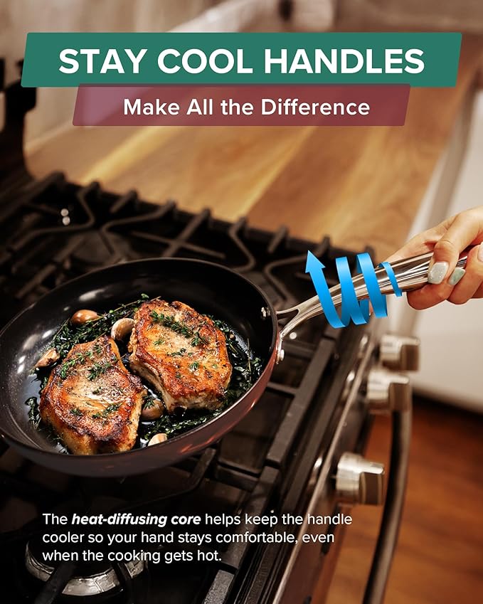 Nuwave Lux 13-Piece Premium Cookware Collection, Healthy G10 Duralon Blue Ceramic Nonstick, Ultra Durable, PFAS-Free, Lightweight & Works on All Cooktops