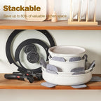 ROSSETTO 17pcs Pots and Pans Set Non Stick from France, Ceramic Cookware Set with Removable Handle, Induction RV Kitchen Cookware Set, Stackable, PFOA and PFAS Free, Oven Safe