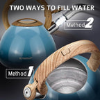 MARSKITOP Tea Kettle Stovetop Whistling Tea Pots for Stove Top Food Grade Stainless Steel Teapot for Induction Cooktop, 2.6 Quart, Blue