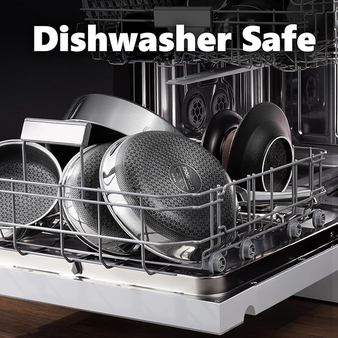 Non Stick Frying Pans Set, Hybrid Skillet Set Nonstick (8+10+12inch), Pans for cooking, PFOA Free Stainless Steel Kitchen set, Dishwasher and Oven-Safe Cookware Sets