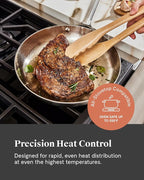 Caraway Stainless Steel Fry Pan (2.7 qt, 10.5") - 5-Ply Stainless Steel Pan - Oven Safe & Stovetop Agnostic - Non Toxic, PTFE & PFOA Free