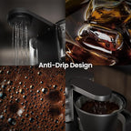 Kismile 8 Cup Drip Coffee Maker Machine, Pour Over Coffee Brew with 3s Instant Heat 197-205℉, Removable Water Tank, Adjustable Flow Control, Deep Cold Brew & Keep Warm 40 Min, Easy to Clean(Black)