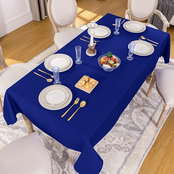 Softalker Rectangle Tablecloth, Waterproof & Stain Resistant Table Cloths Wrinkle Free Fabric Washable 210GSM Polyester Table Cover for Dining/Party/Outdoor - 52 x 70 inch,Royal Blue