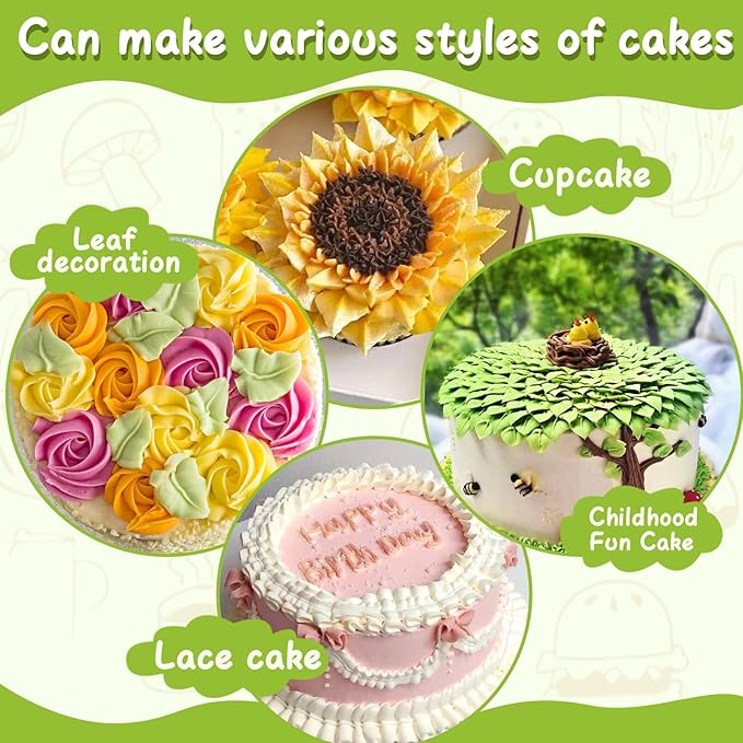 Suuker Leaf Piping Tips, 5 Pieces Stainless Steel Piping Tips, Cake Decorating Supplies, DIY Baking Supplies Cake Decorating Tools