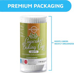 MontoPack White Cupcake Liners | 400 Standard Size Baking Cups | Greaseproof, No Smell Cupcake Wrappers | Muffin Liners for Desserts & Candies | Cupcake Liner for Holidays, Birthdays & Protein Balls