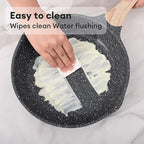 JEETEE Nonstick Frying Pans Set, Nonstick Omelette Skillet Set 3 Pcs, 8" 9.5" 11" Granite Non-Stick Frying pan with Bakelite Handle, Compatible with All Stovetops (Gas, Electric & Induction), Grey