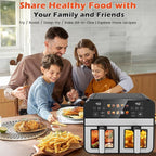 10QT Dual Basket Air Fryer, 12-in-1 Digital Air Fryer Oven with Visible Windows, 5QT x 2 Drawers, One-Touch LED Panel, Sync Finish, Dehydrate, Defrost, Roast, Bake, Reheat, Nonstick & Dishwasher Safe