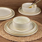 AmorArc Stoneware Dinnerware Sets for 4,Reactive Ceramic Plates and Bowls Set,Highly Chip and Crack Resistant | Dishwasher & Microwave Safe | Round Dishes Set Service for 4 (12pc)