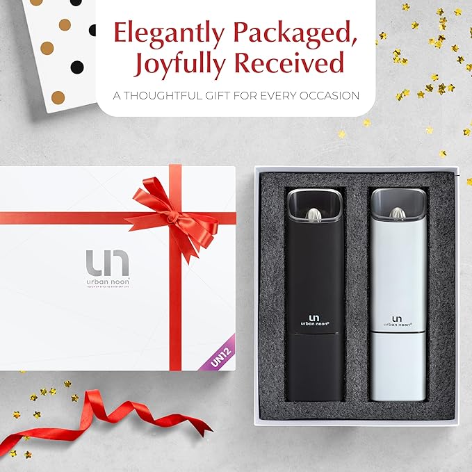 Automatic Salt and Pepper Grinder Set - Rechargeable Electric Salt and Pepper Shakers with Adjustable Coarseness, LED Light, One-Handed Use, Gravity Salt Grinder and Electric Pepper Mill