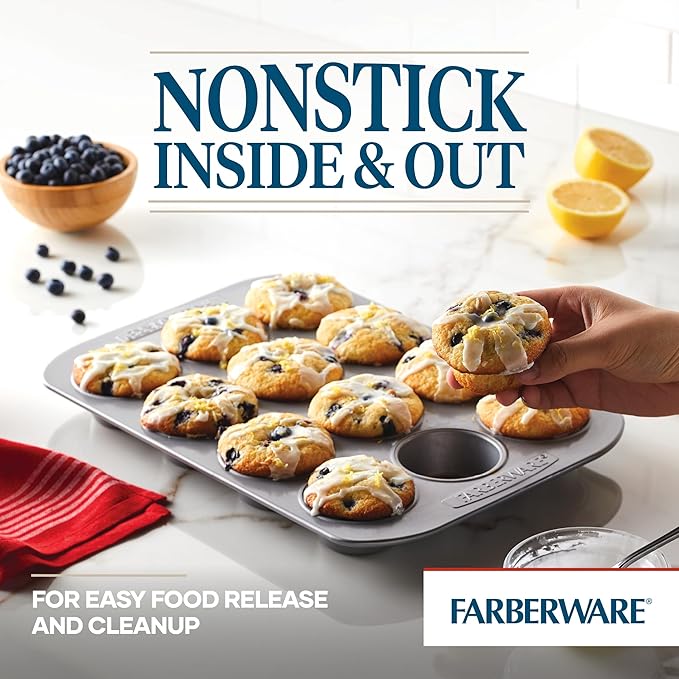 Farberware 12-c. Nonstick Nonstick Bakeware Muffin Pan, Gray